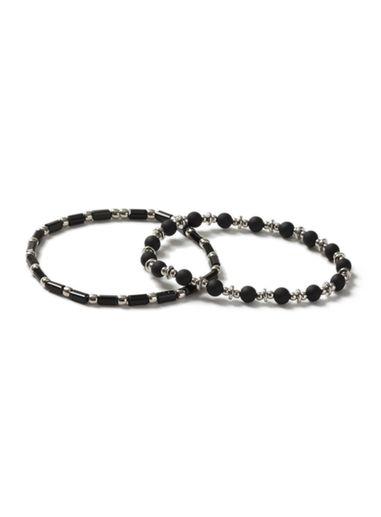Topman Mens Black Glass Beaded Bracelet 2 Pack*