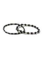 Topman Mens Black Glass Beaded Bracelet 2 Pack*