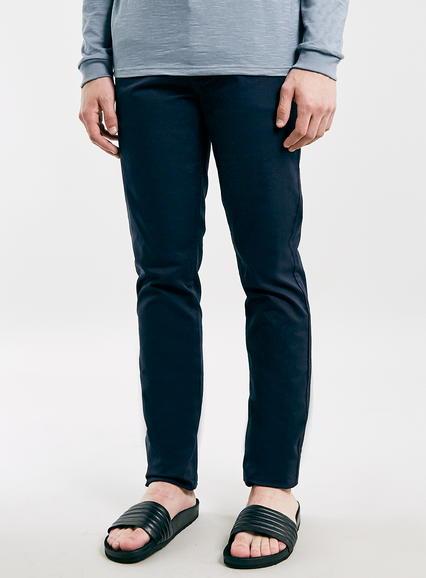 Topman Mens Blue Indigo Stretch Slim Chino