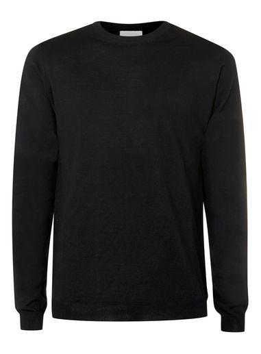 Topman Mens Premium Black Merino Crew Neck Sweater