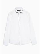 Topman Mens White Piping Detail Stretch Slim Shirt