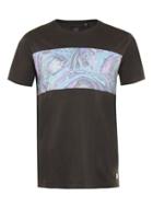 Topman Mens Black Globe Ultra Violet Cut And Sew Panel T-shirt*