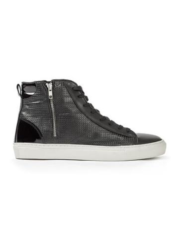 Topman Mens Black Leather Hi Top Boots