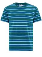 Topman Mens Blue And Green Stripe T-shirt