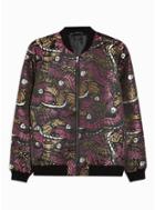 Topman Mens Black Moth And Skull Jacquard Bomber Jacket