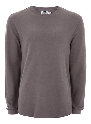 Topman Mens Purple Long Sleeve Waffle T-shirt