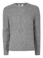 Topman Mens Grey Gray And White Twist Cable Knit Sweater