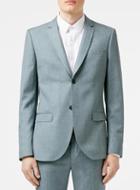 Topman Mens Green Blue Skinny Fit Suit Jacket