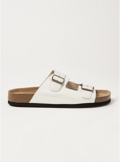 Topman Mens White Crocodile Double Strap Roli Sandals