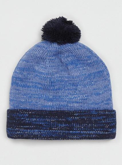 Topman Mens Blue Twist Bobble Beanie