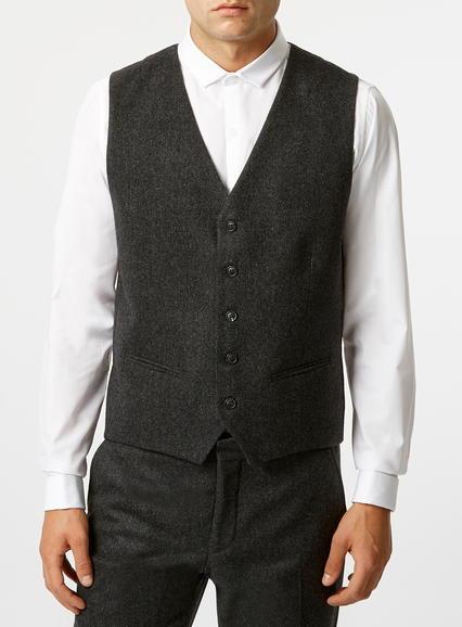 Topman Mens Mid Grey Selected Homme Grey Vest