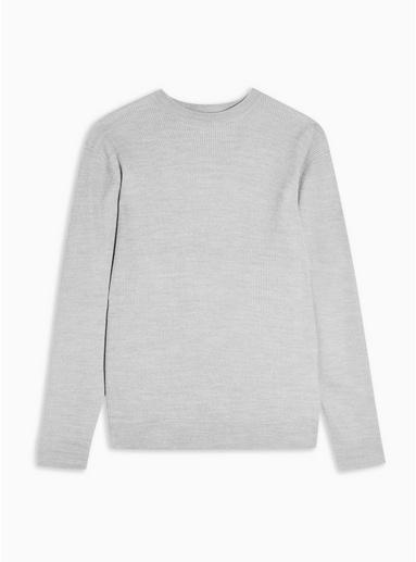 Topman Mens Grey Lightweight Textured Crew Jumper