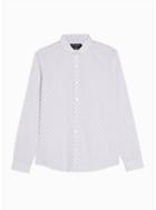 Topman Mens White Jacquard Penny Collar Slim Shirt