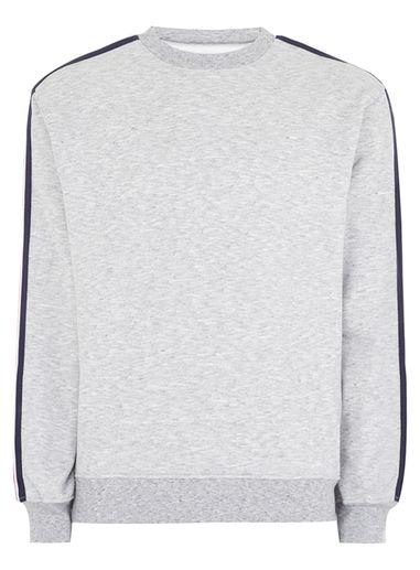 Topman Mens Grey Gray Marl Taping Sweatshirt