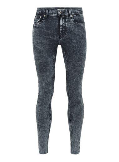 Topman Mens Black Acid Wash Super Spray On Jeans