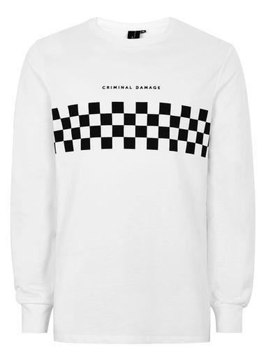 Topman Mens Criminal Damage X Topman White And Black Checkerboard T-shirt
