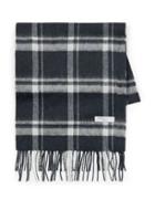 Topman Mens Selected Homme Blue Check 'tope' Wool Scarf