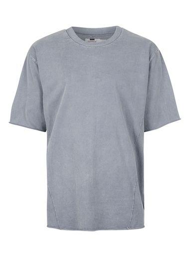 Topman Mens Blue Raw Hem Oversized T-shirt
