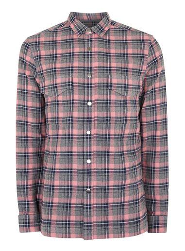 Topman Mens Pink Grunge Check Casual Shirt