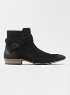 Topman Mens Black Leather Buckle Boots
