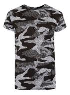 Topman Mens Black And White Camo Muscle Fit T-shirt