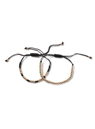 Topman Mens Gold Look Beaded Adjustable Cord Bracelet Pack*