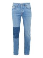 Topman Mens Mid Blue Patch Stretch Skinny Jeans