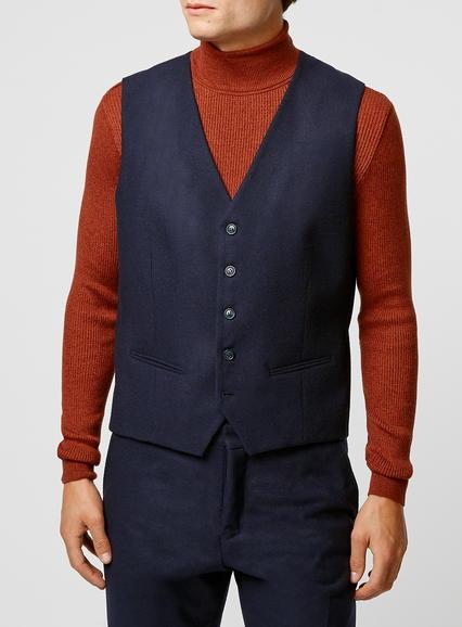 Topman Mens Blue Selected Homme Navy Waistcoat
