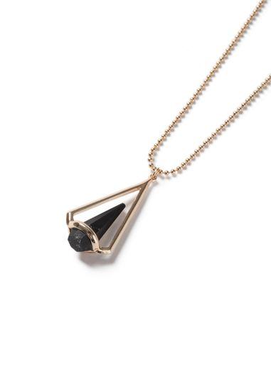Topman Mens Gold Look And Black Stone Prism Pendant Necklace*