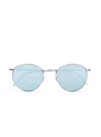 Topman Mens Metallic Rayban Silver Round Sunglasses