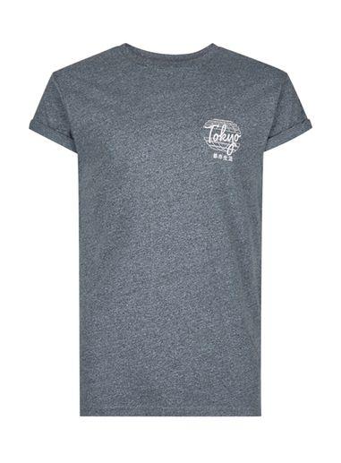 Topman Mens Blue Tokyo Print Muscle Fit Roller T-shirt