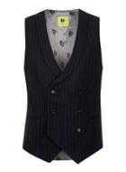 Topman Mens Blue Noose & Monkey Navy Pinstripe Wool Rich Slim Fit Vest