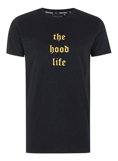 Topman Mens Criminal Damage Black Hood Life T-shirt