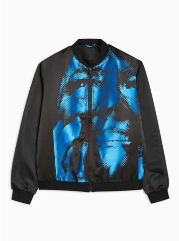 Topman Mens Black 'caprio Face' Bomber Jacket