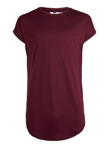 Topman Mens Red Burgundy Longline Drop Shoulder T-shirt
