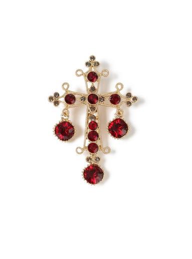Topman Mens Red Gold Cross Brooch*