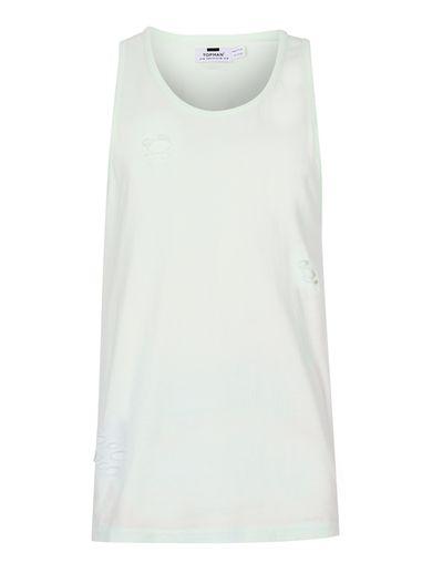 Topman Mens Green Distressed Tank Top