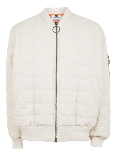 Topman Mens Cream Off White Oversized Bomber Jacket