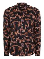 Topman Mens Black Premium Paisley Print Long Sleeve Shirt