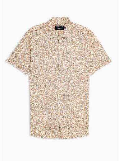 Topman Mens Red Ditsy Print Stretch Skinny Shirt