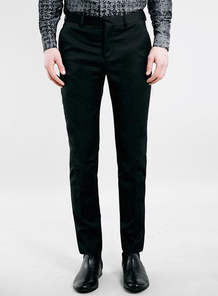 Topman Mens Selected Homme Black Biker Cropped Dress Pants