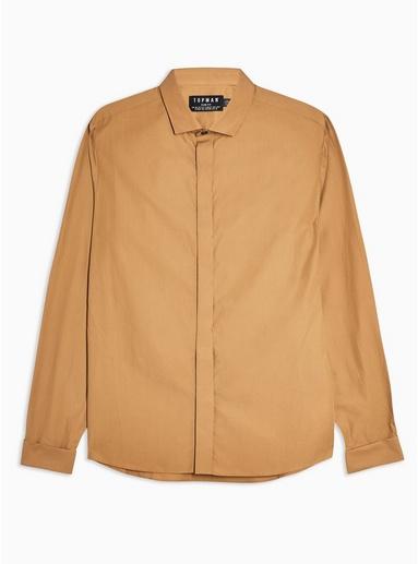 Topman Mens Brown Matte Slim Shirt
