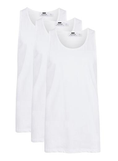 Topman Mens White Muscle Vest Multipack
