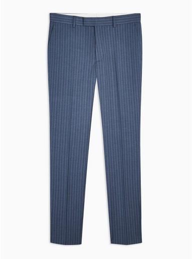 Topman Mens Blue Pinstripe Super Skinny Fit Suit Pants