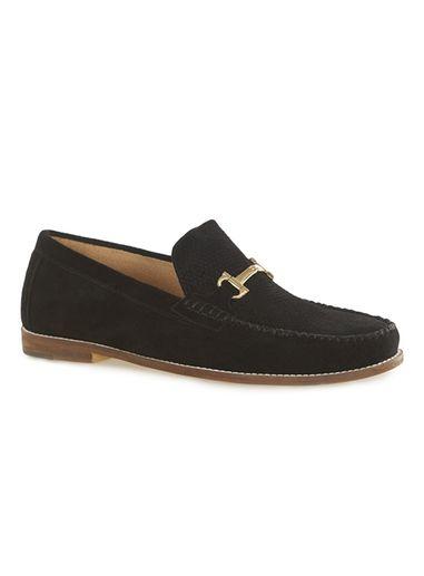 Topman Mens Black Suede Snaffle Loafers