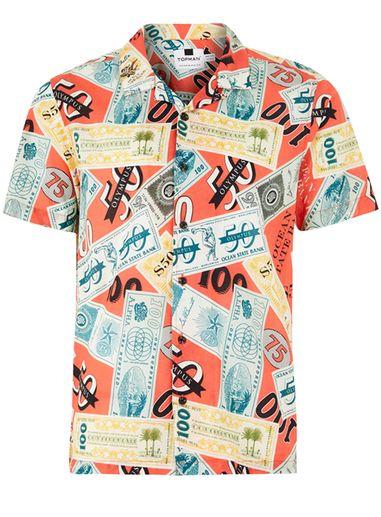 Topman Mens Red Money Shirt