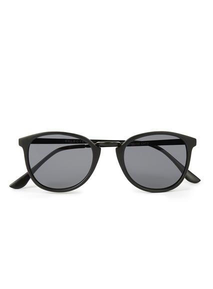 Topman Mens Selected Homme Black Round Sunglasses