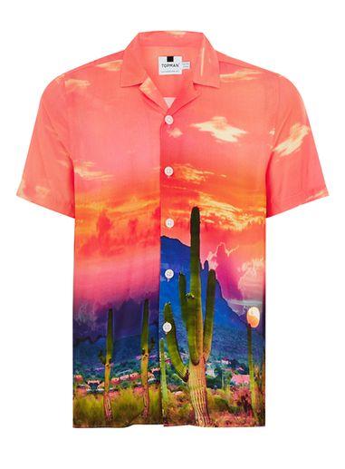 Topman Mens Multi Pink Sunset Short Sleeve Shirt