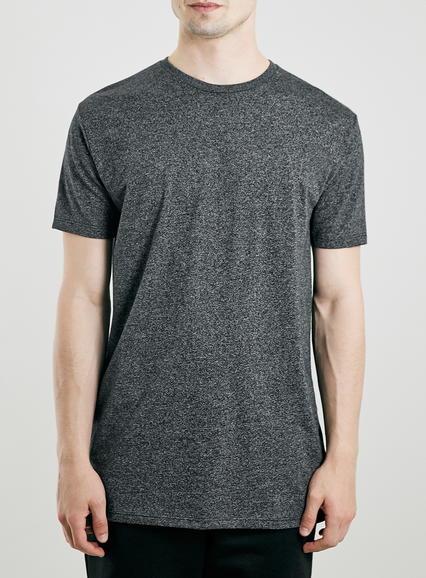 Topman Mens Black/grey Textured Long Line T-shirt