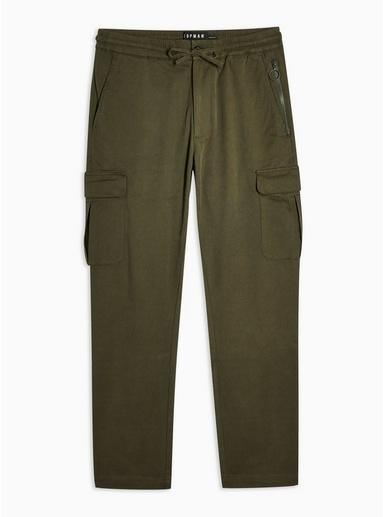 Topman Mens Khaki Tencel Cargo Trousers